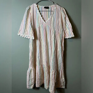 WYSE London Women’s Elise Stripe Shimmer Dress - Ecru/Multi Size 2 US 6